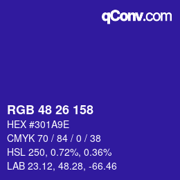 Color code: RGB 48 26 158 | qconv.com