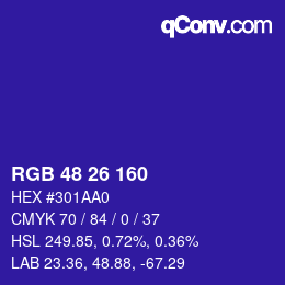 Color code: RGB 48 26 160 | qconv.com
