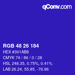 颜色代码: RGB 48 26 184 | qconv.com