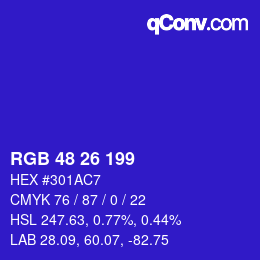 Color code: RGB 48 26 199 | qconv.com