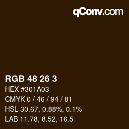 カラーコード: RGB 48 26 3 | qconv.com