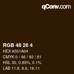 Color code: RGB 48 26 4 | qconv.com