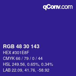 颜色代码: RGB 48 30 143 | qconv.com
