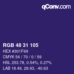 Color code: RGB 48 31 105 | qconv.com