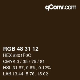 Farbcode: RGB 48 31 12 | qconv.com