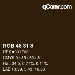 Color code: RGB 48 31 8 | qconv.com