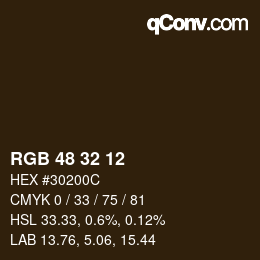Color code: RGB 48 32 12 | qconv.com