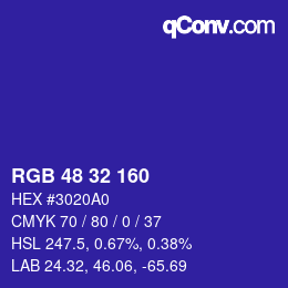 カラーコード: RGB 48 32 160 | qconv.com