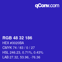 Color code: RGB 48 32 186 | qconv.com