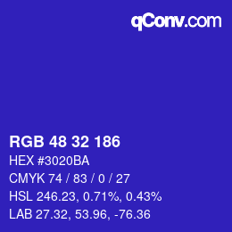 Color code: RGB 48 32 186 | qconv.com