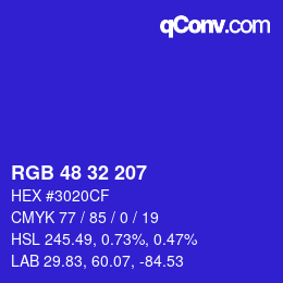 Color code: RGB 48 32 207 | qconv.com