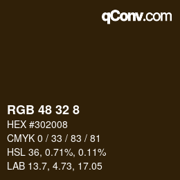 Color code: RGB 48 32 8 | qconv.com