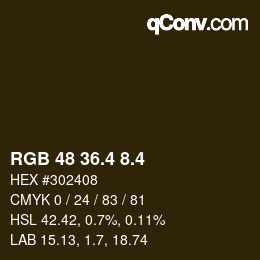 カラーコード: RGB 48 36.4 8.4 | qconv.com