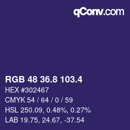 カラーコード: RGB 48 36.8 103.4 | qconv.com