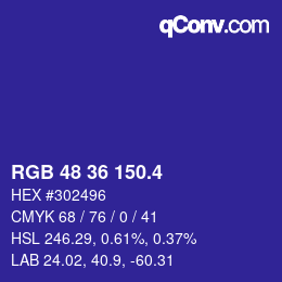 カラーコード: RGB 48 36 150.4 | qconv.com