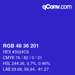 Color code: RGB 48 36 201 | qconv.com