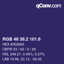 カラーコード: RGB 48 38.2 101.6 | qconv.com