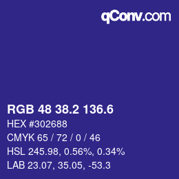 カラーコード: RGB 48 38.2 136.6 | qconv.com