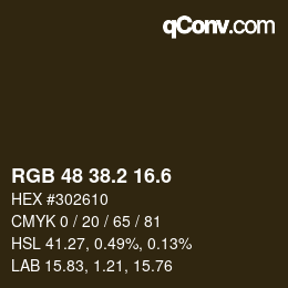 カラーコード: RGB 48 38.2 16.6 | qconv.com