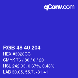 Color code: RGB 48 40 204 | qconv.com