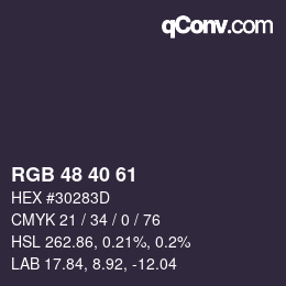 Color code: RGB 48 40 61 | qconv.com