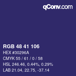 カラーコード: RGB 48 41 106 | qconv.com