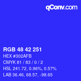 カラーコード: RGB 48 42 251 | qconv.com