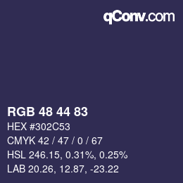 カラーコード: RGB 48 44 83 | qconv.com
