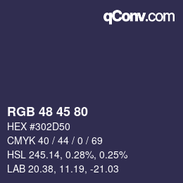 Color code: RGB 48 45 80 | qconv.com