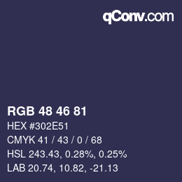 カラーコード: RGB 48 46 81 | qconv.com