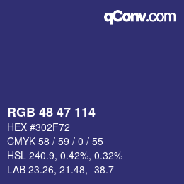 Color code: RGB 48 47 114 | qconv.com