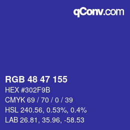 カラーコード: RGB 48 47 155 | qconv.com