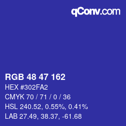 カラーコード: RGB 48 47 162 | qconv.com
