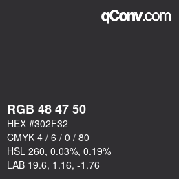 Código de color: RGB 48 47 50 | qconv.com
