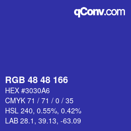 Color code: RGB 48 48 166 | qconv.com