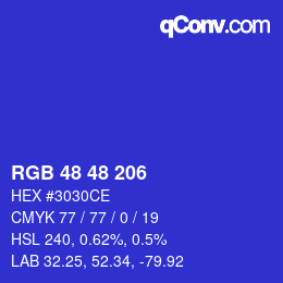 カラーコード: RGB 48 48 206 | qconv.com