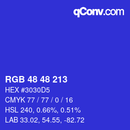 Color code: RGB 48 48 213 | qconv.com