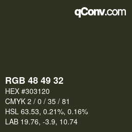 Color code: RGB 48 49 32 | qconv.com