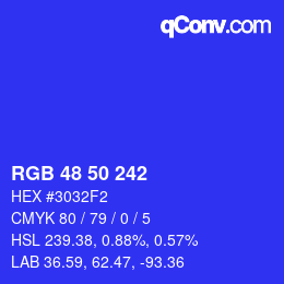Color code: RGB 48 50 242 | qconv.com