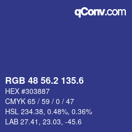 カラーコード: RGB 48 56.2 135.6 | qconv.com