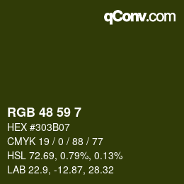 Color code: RGB 48 59 7 | qconv.com