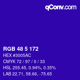 Color code: RGB 48 5 172 | qconv.com