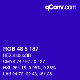 Color code: RGB 48 5 187 | qconv.com