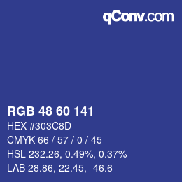 Color code: RGB 48 60 141 | qconv.com