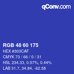 カラーコード: RGB 48 60 175 | qconv.com