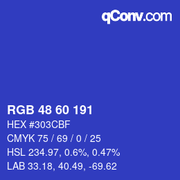 カラーコード: RGB 48 60 191 | qconv.com