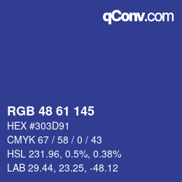 Color code: RGB 48 61 145 | qconv.com