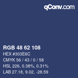 Farbcode: RGB 48 62 108 | qconv.com