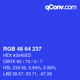 Color code: RGB 48 64 237 | qconv.com