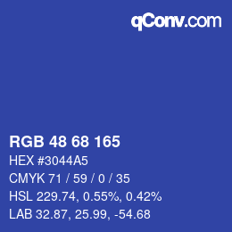 Color code: RGB 48 68 165 | qconv.com